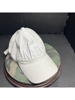 Nash Collection White Adjustable Baseball Cap With Embroidered Logo Cotton Blend